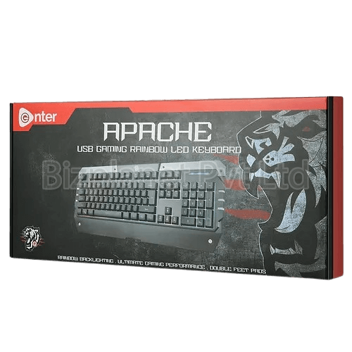 Enter Apache USB Gaming Keyboard – 25 Anti-Ghosting Keys, Rainbow LED Backlighting, 12 Multimedia Keys, Splash-Resistant Design - Image 3