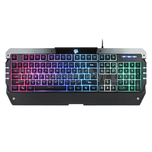 Enter Apache USB Gaming Keyboard – 25 Anti-Ghosting Keys, Rainbow LED Backlighting, 12 Multimedia Keys, Splash-Resistant Design