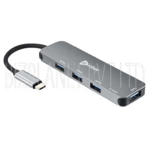 Enter C-4U3 USB-C to 4-Port USB-A 3.0 Hub – SuperSpeed 5 Gbps, Over-Voltage & Over-Current Protection, Sleek & Compact