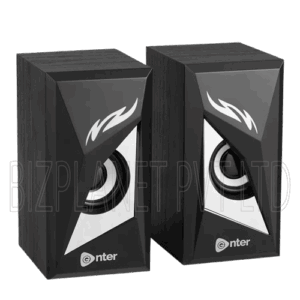 Enter Music Eye USB Mini Speakers (Set of 2) – Wood & ABS, 3 W RMS, USB-Powered, Stereo (2.0 Channel)