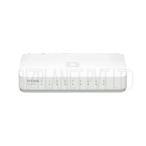 D-Link DES-108 8-Port 10/100 Mbps Unmanaged Desktop Switch – Fanless Metal, Auto-MDI/MDIX, Energy-Efficient