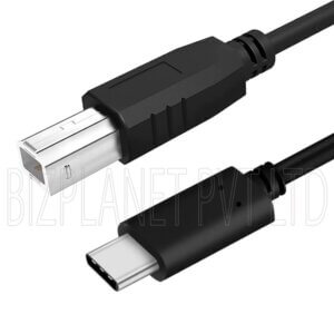 1.5 m USB-C to USB-B 2.0 Cable – Printer/Scanner Cord, High-Speed, Durable, Black