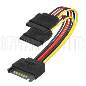 15 cm SATA 15-Pin Y-Splitter Power Cable – 1 Male to 2 Female (Multicolor)